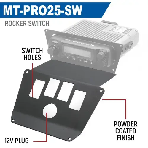 Rugged Radios Radio Mount Lower Accessory Panel for Polaris (2025) RZR Pro XP, Pro R, Pro S (Rocker Switch)