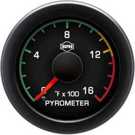 Isspro EV2 Series Black Face/Red Pointer/Green Lighting, EGT Gauge Kit (0-1600*), with color band
